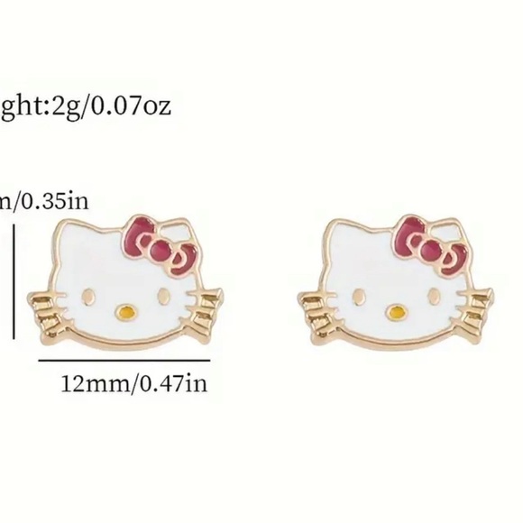 Kawaii Hello Kitty Earrings. Cat Ear Party Jewelry Sanrio Licensed - Picture 3 of 3